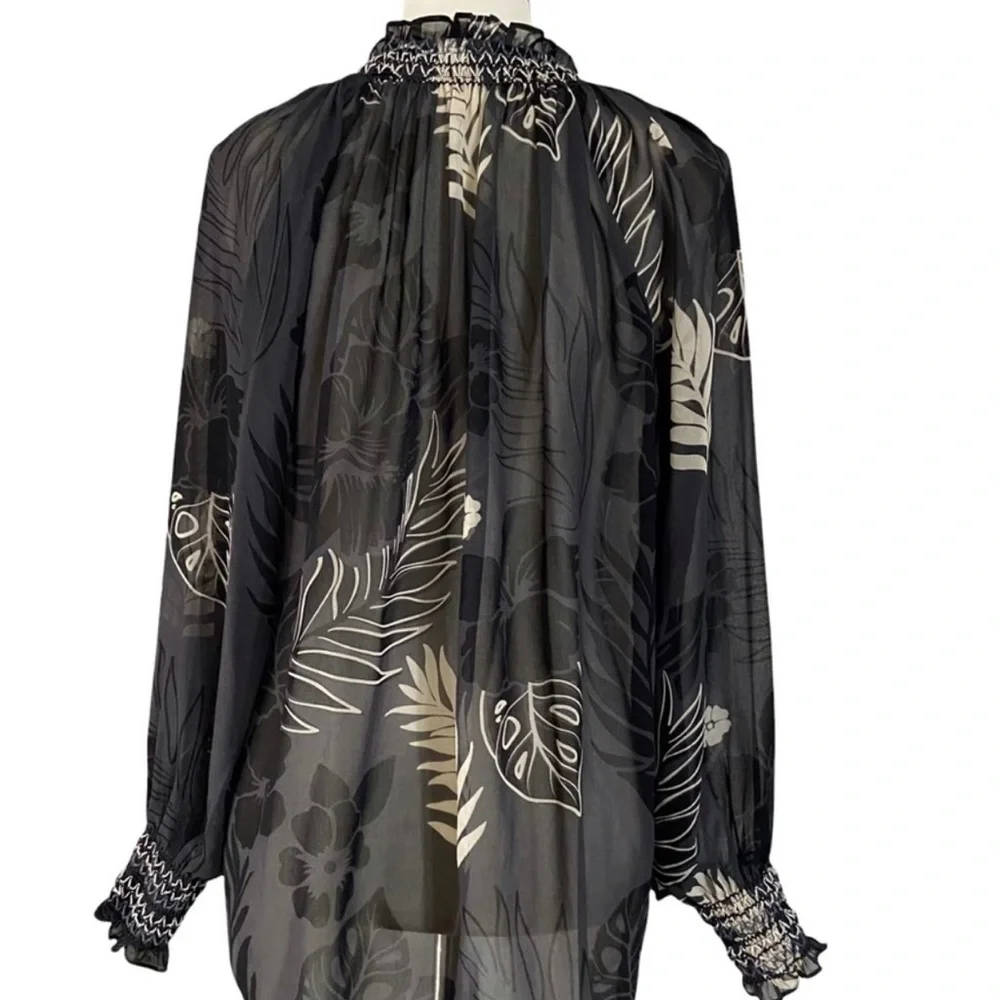 CAbi 5597 Aloha Blouse Sheer Floral Peasant XL - Picture 2 of 8